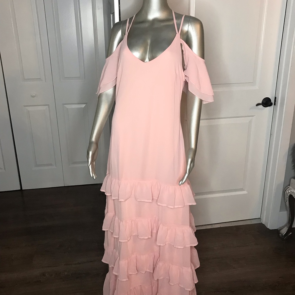 NEW light pink blush cold shoulder maxi dress
